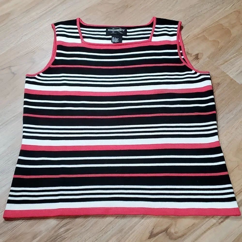 🔺️Requirements Black & Pink Stripe Print Sleeveless Top Large